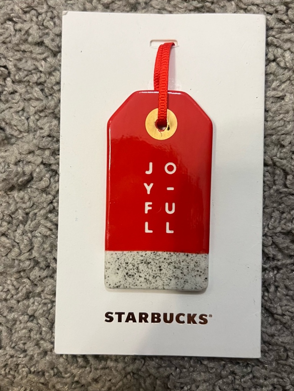 Starbucks Red 'Joy-Full' Ceramic Tag Ornament 2017
